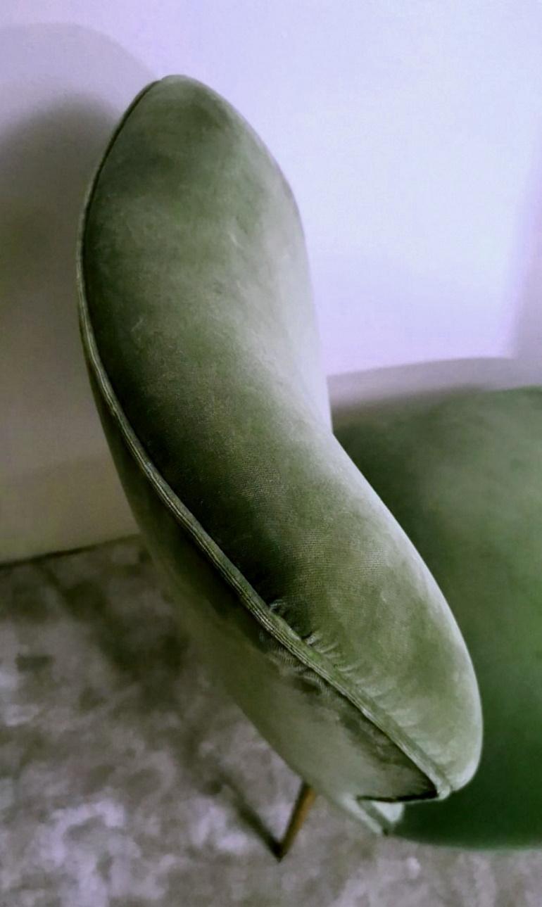 Paire de fauteuils italiens vintage de style Ulrich Guglielmo en velours de coton en vente 5