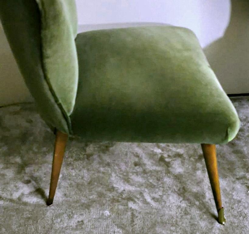 Paire de fauteuils italiens vintage de style Ulrich Guglielmo en velours de coton en vente 7