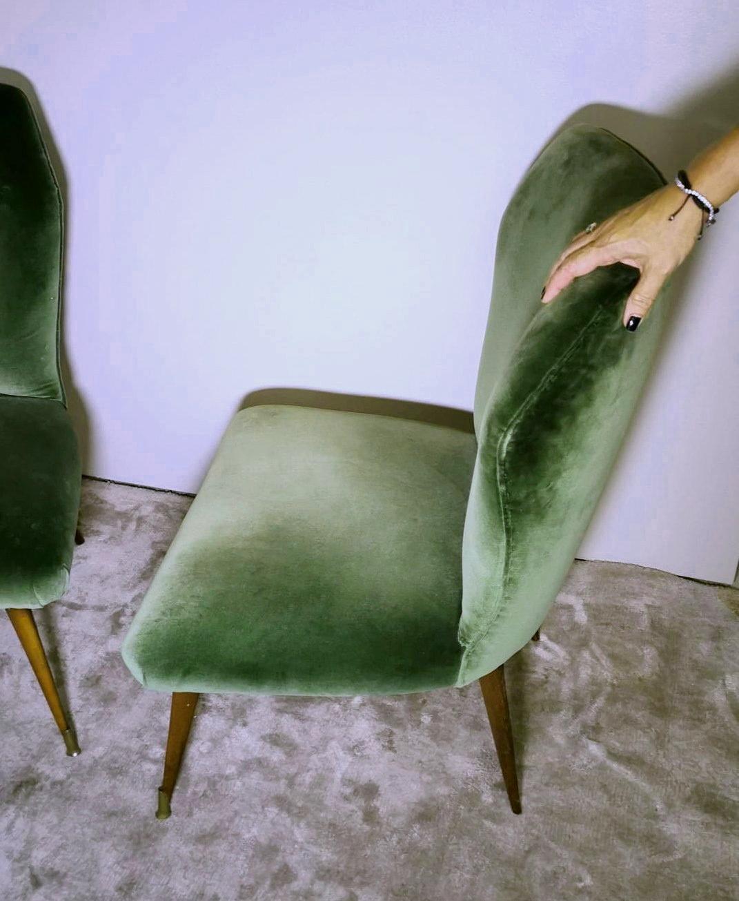 Paire de fauteuils italiens vintage de style Ulrich Guglielmo en velours de coton en vente 11