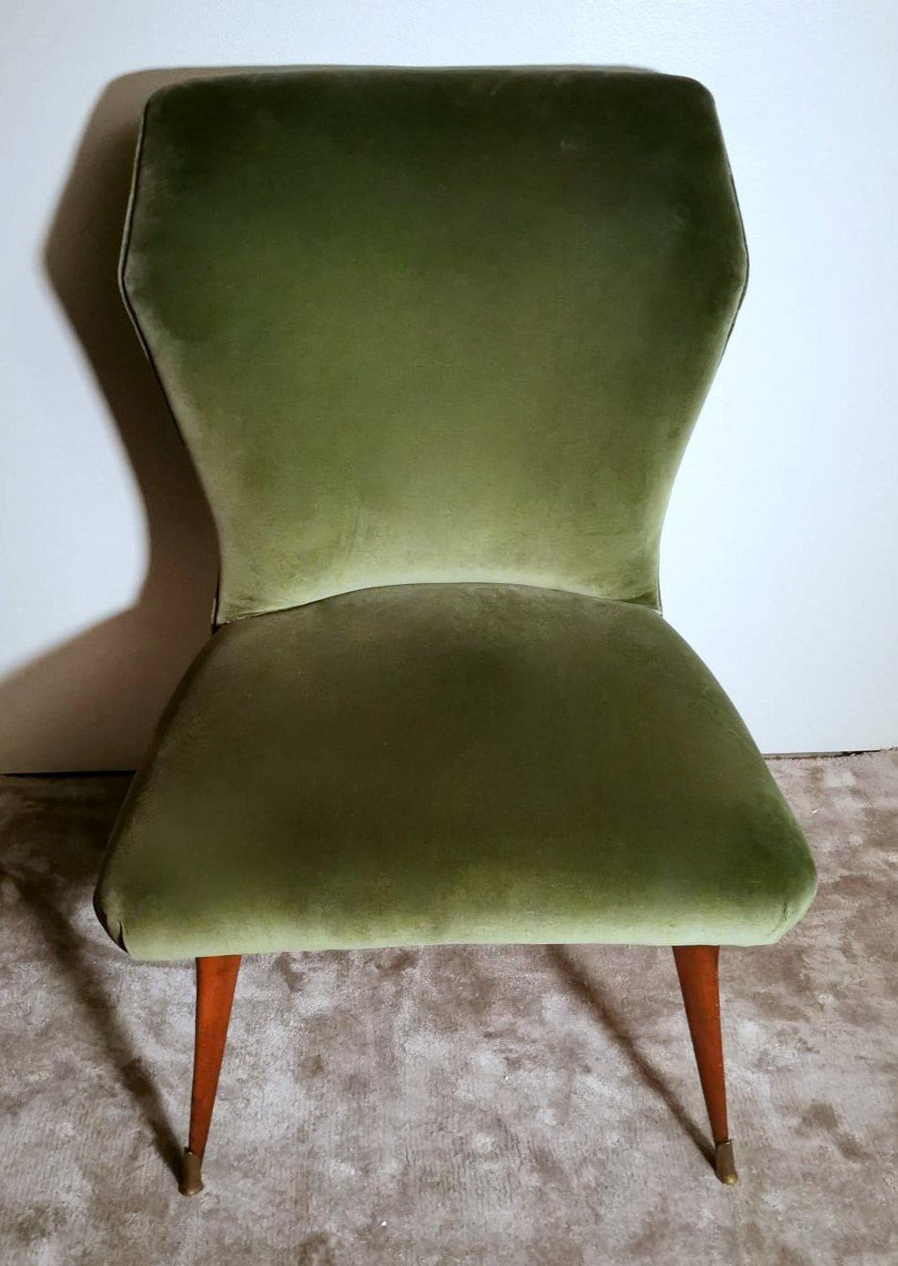 Paire de fauteuils italiens vintage de style Ulrich Guglielmo en velours de coton en vente 1