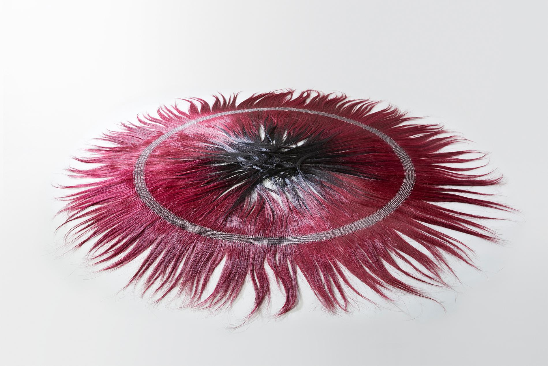 Horsehair Installation Halo Rubis Made in France One of a Kind - Sculpture by Ulrika Liljedahl