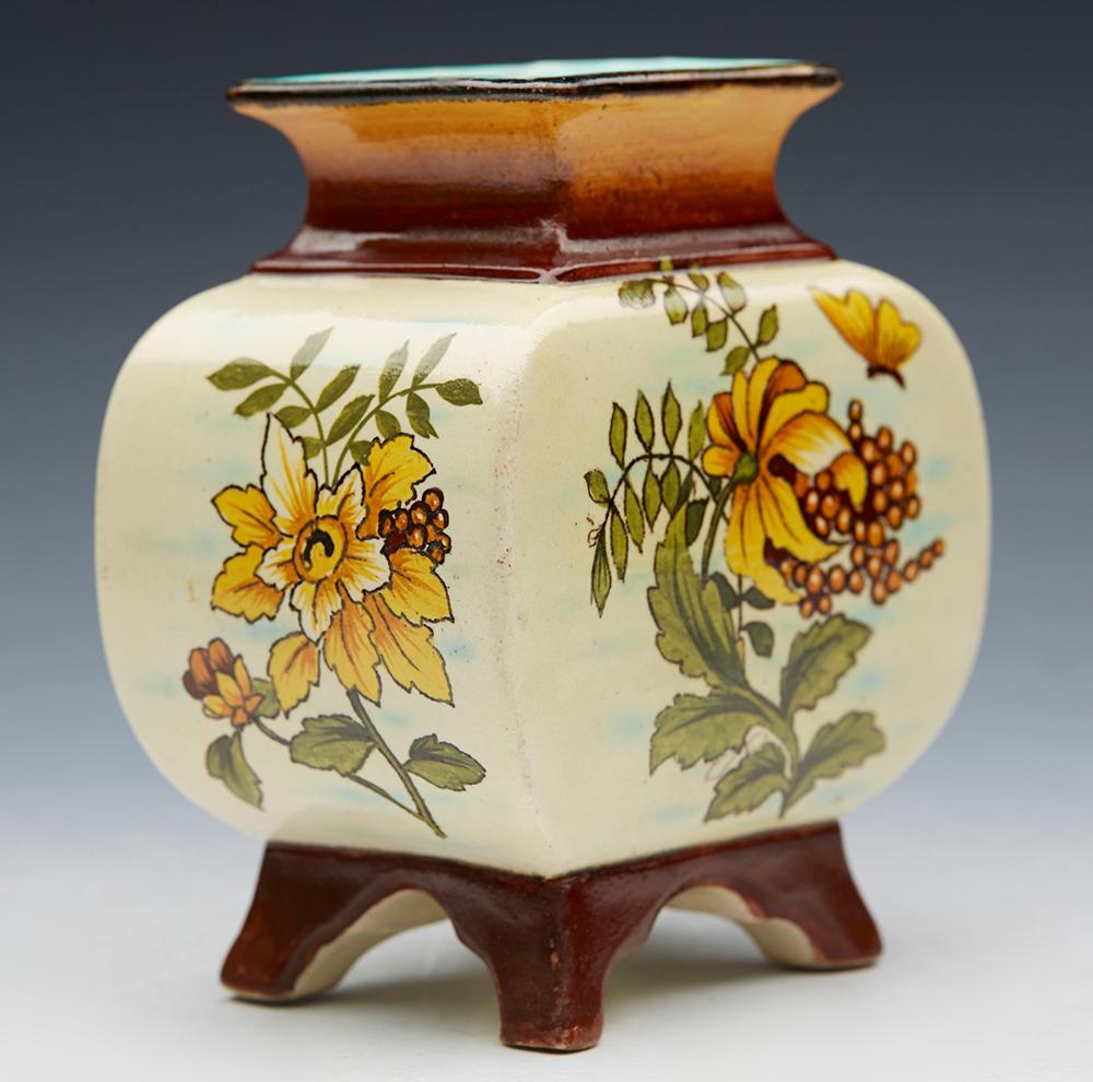 Ulrique Larcher Doulton Lambeth Faience Floral Painted Vase In Good Condition In Bishop's Stortford, Hertfordshire