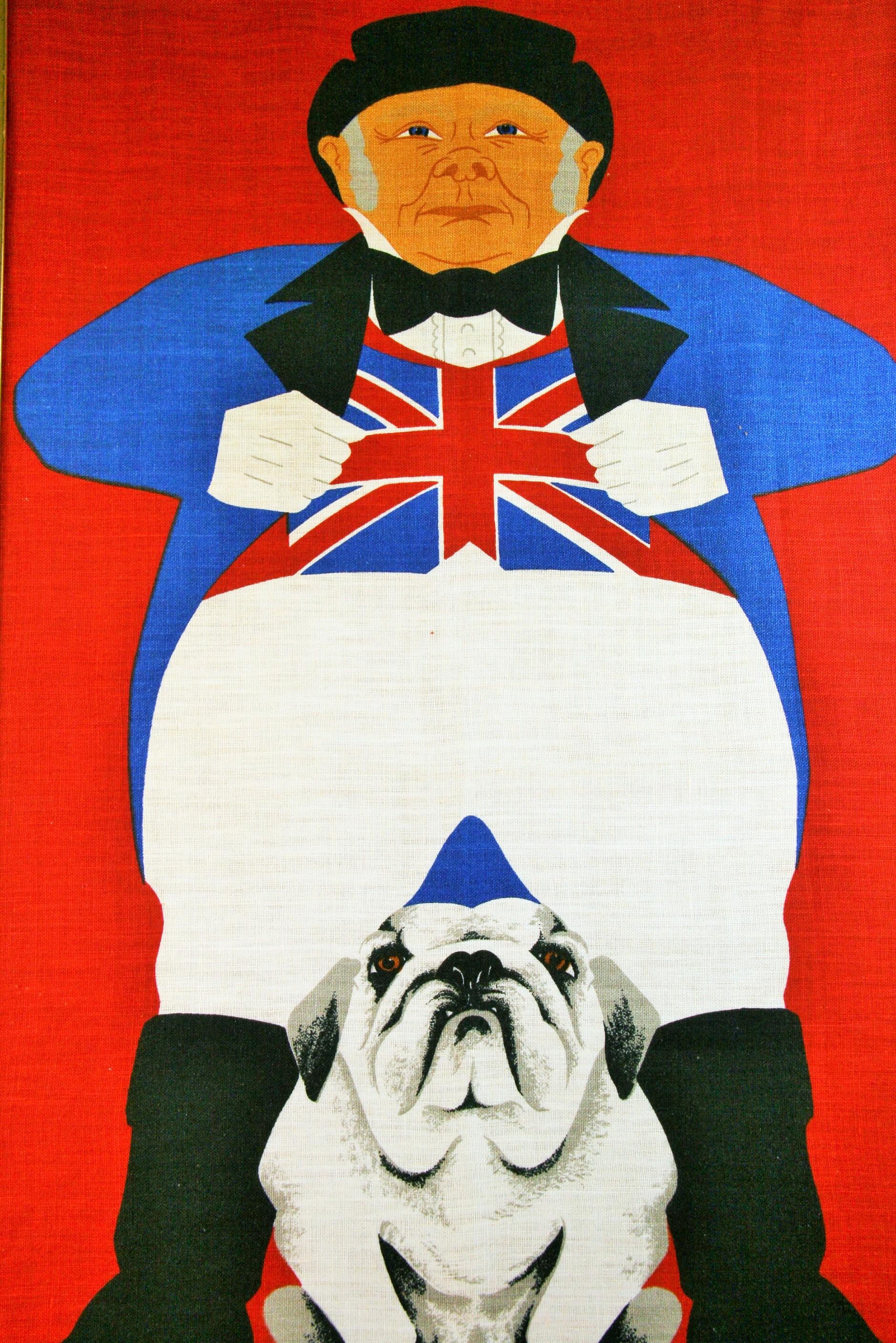 Englishman Figurative and His Bulldog Animal  - Painting by Ulster