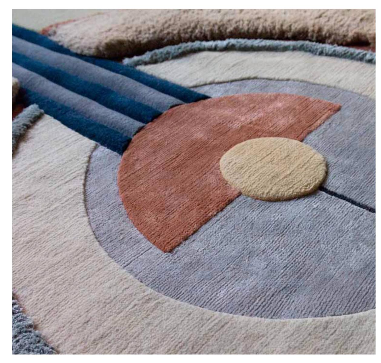 Ultimate Bliss rug designed by Mae Engelgeer as part of a rare presentation of unseen bespoke rugs developed and presented exclusively for the Biennale Interieur 2018. 

Presented in an experimental space creating a contemporary narrative between