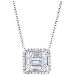 MMNY Ultimate Clarity Diamond Halo 18k Gold Pendant Necklace 