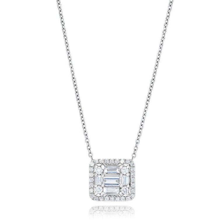 MMNY Ultimate Clarity Diamond Halo 18k Gold Pendant Necklace For Sale ...