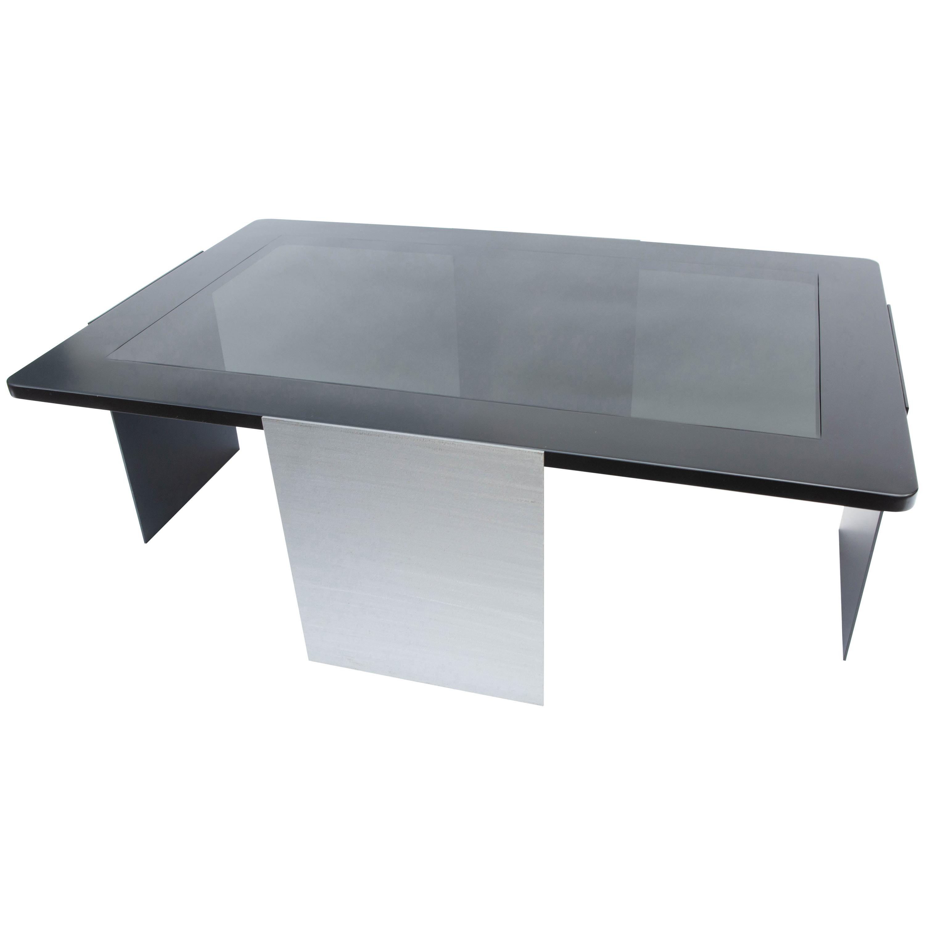 ULTIMO blackened metal coffee table, is composed of two 3/8