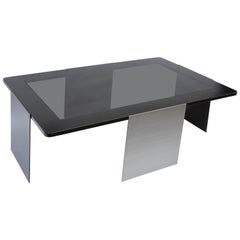 ULTIMO Black Steel, Aluminum and Glass Coffee Table by Soraya Osorio