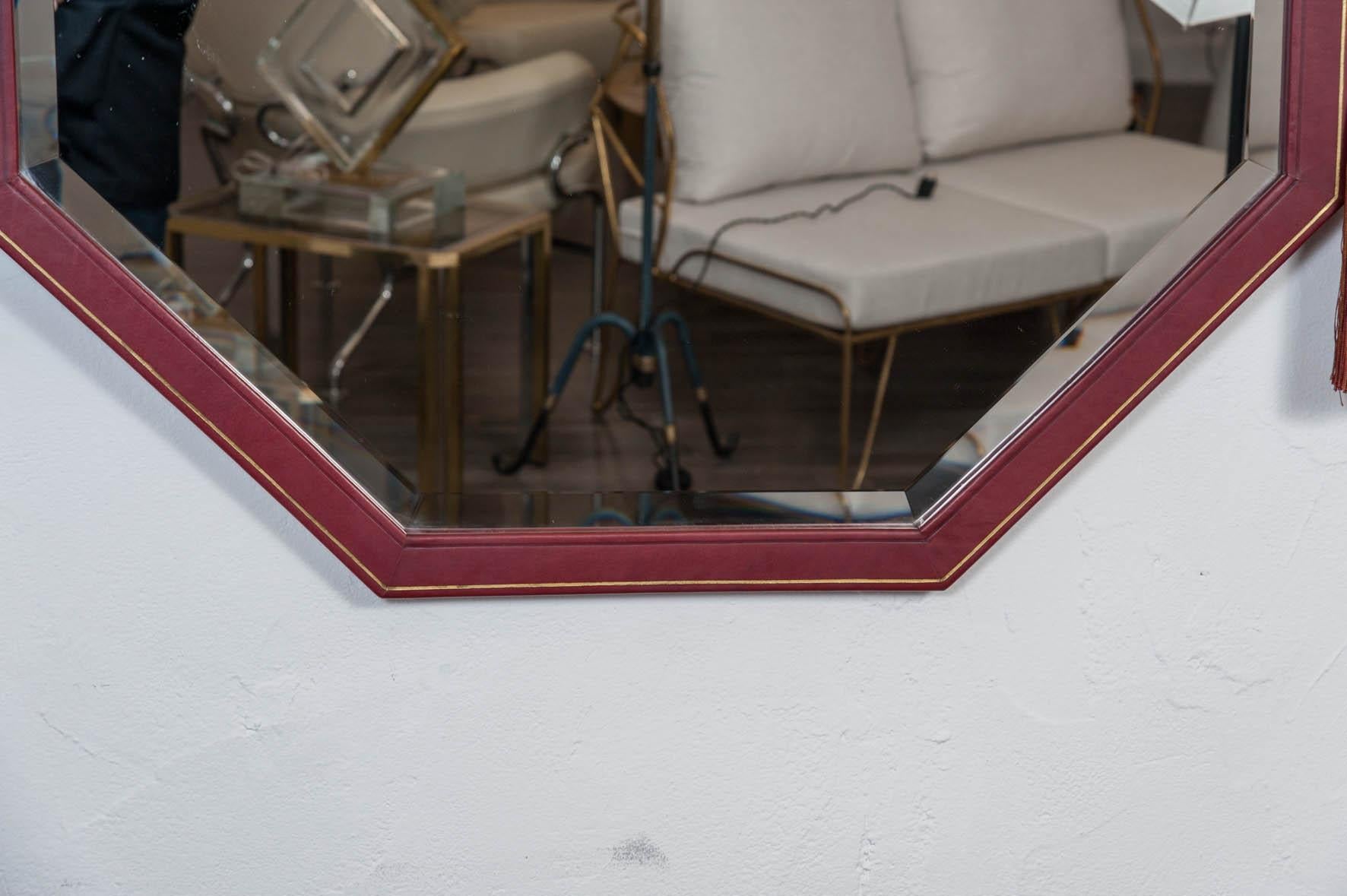 Ultra Chic Leather Mirror by Jean Pascaud In Excellent Condition In Bois-Colombes, FR