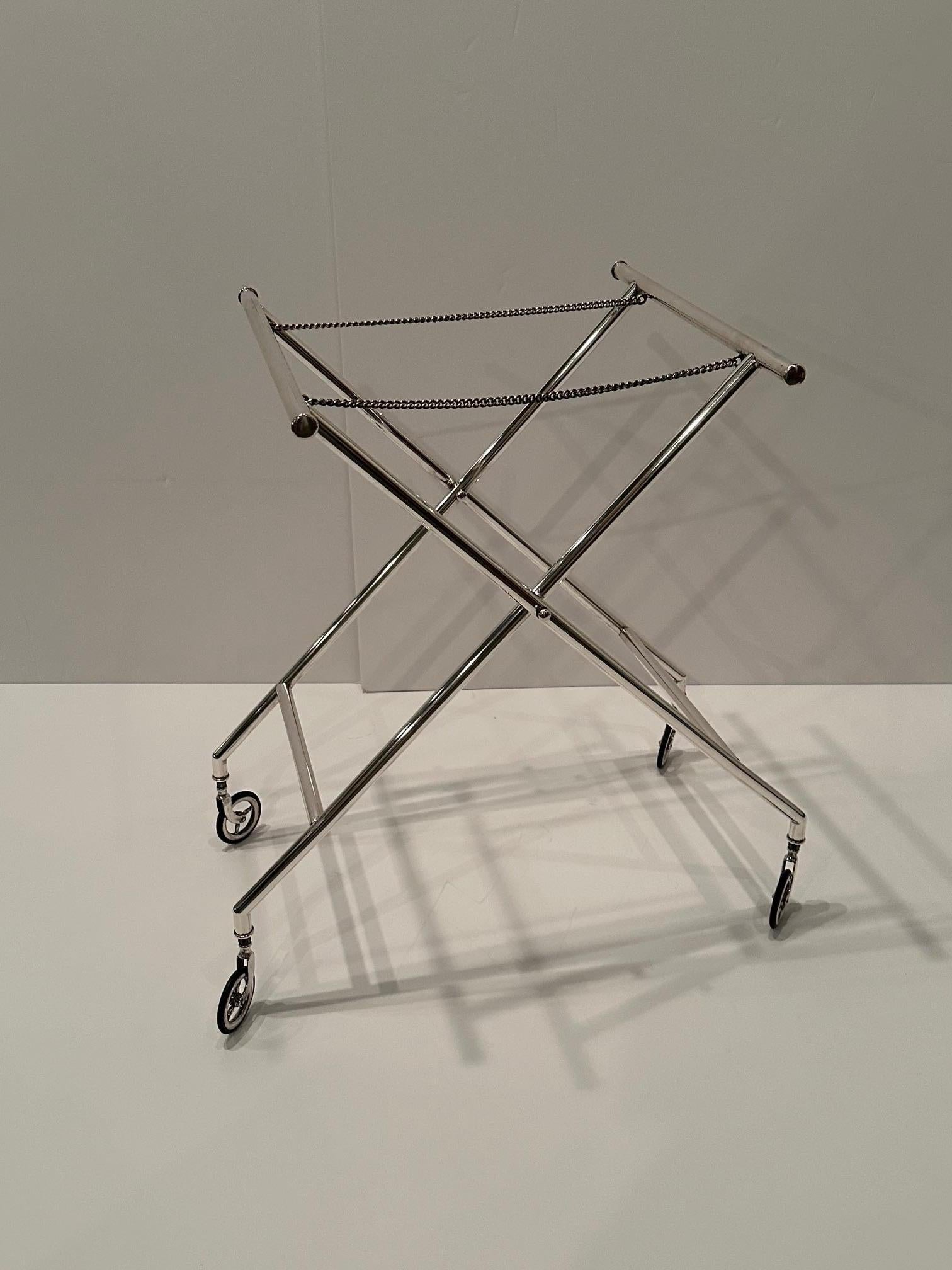 Ultra Chic Signed Christofle Silverplate Tray & Stand Bar Cart 4