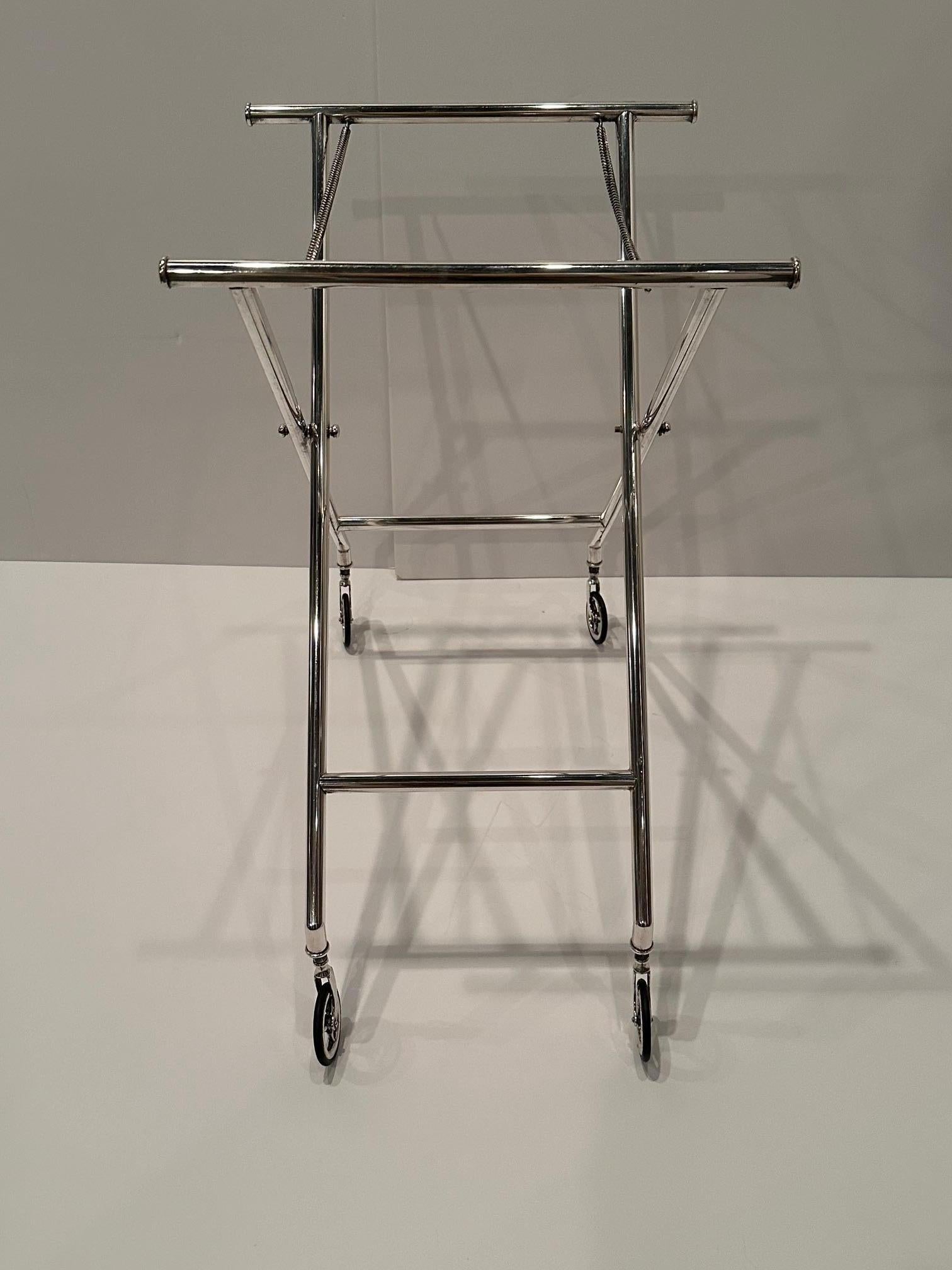 Ultra Chic Signed Christofle Silverplate Tray & Stand Bar Cart 5