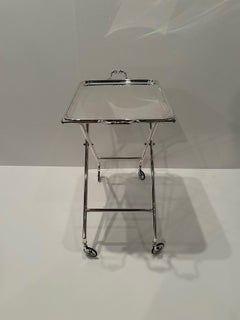 Carrello da bar ultra chic con vassoio e supporto in silverplate firmato Christofle