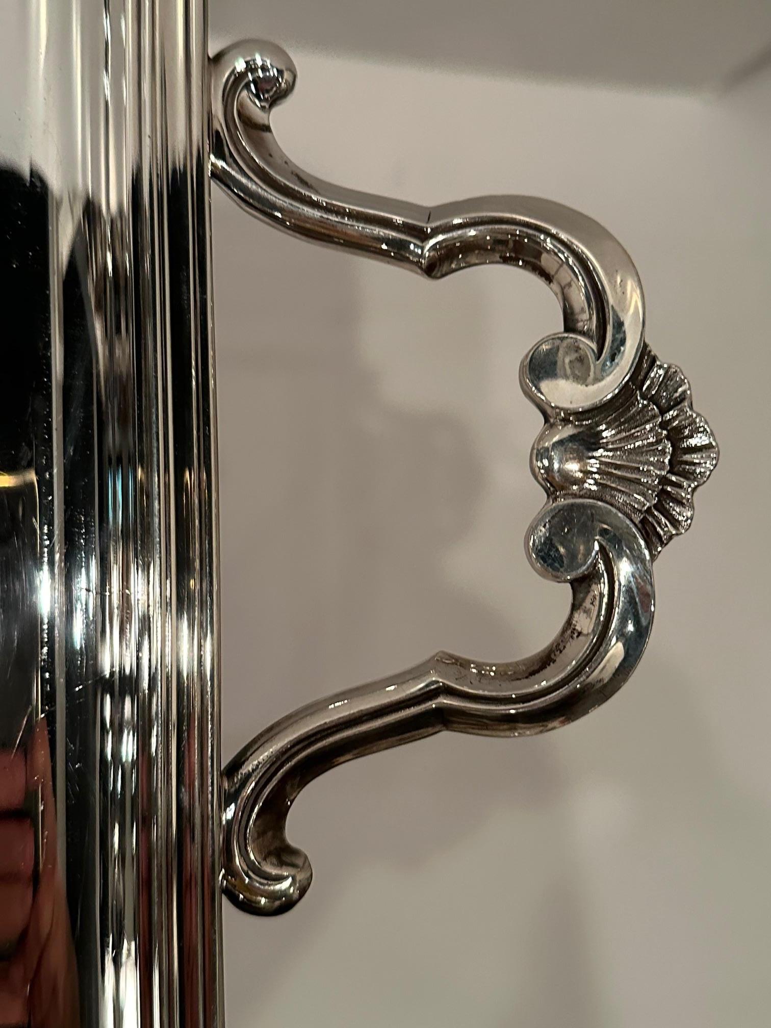 French Ultra Chic Signed Christofle Silverplate Tray & Stand Bar Cart