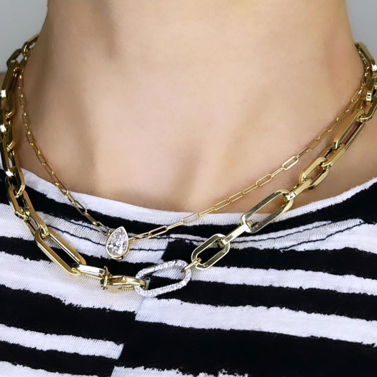 14k Gold AMANDA PAERL Ultra Chunky Irregular Paperclip Chain Necklace ...