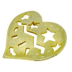 ULTRA CRAFT signed vintage matte gold heart designer brooch