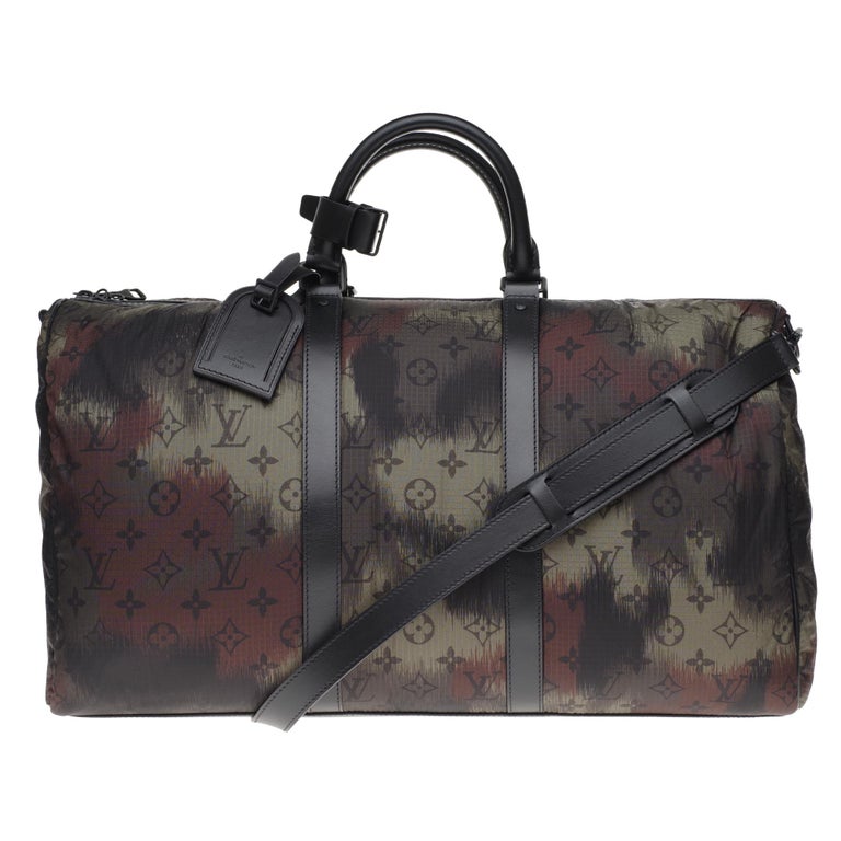 ULTRA EXCLUSIVE-BRAND NEW-LV Keepall 50 strap camouflage in khaki nylon ...