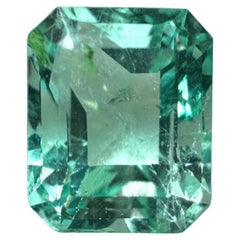 Gemma di smeraldo colombiano taglio smeraldo da 1,93 carati, ultra lucida, di colore verde mare - maggio