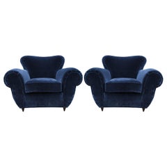 Ultra Luxe Pair of Italian Modern Lounge Chairs Attributed to Giulio Minoletti