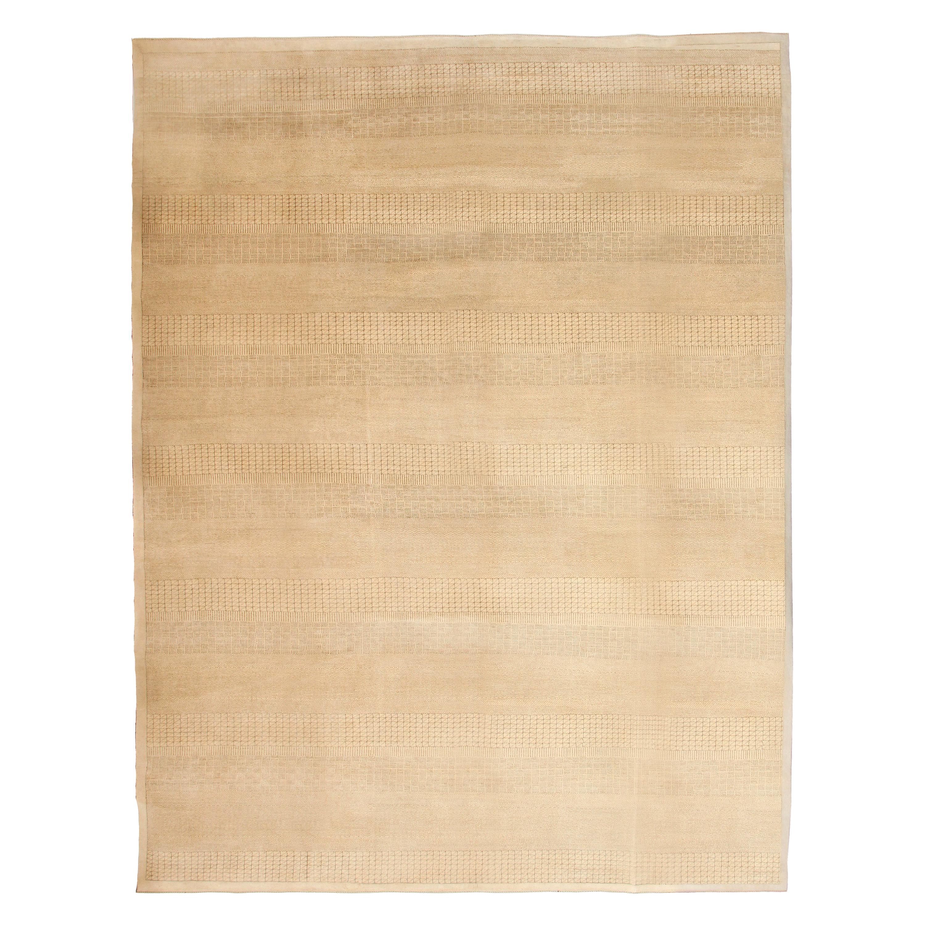 Orley Shabahang "Rain" Contemporary Wool Persian Rug, Neutral Cream, 9' x 12' For Sale
