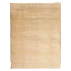 Orley Shabahang Alfombra persa minimalista de lana "Lluvia", Crema neutro, 9' x 12'