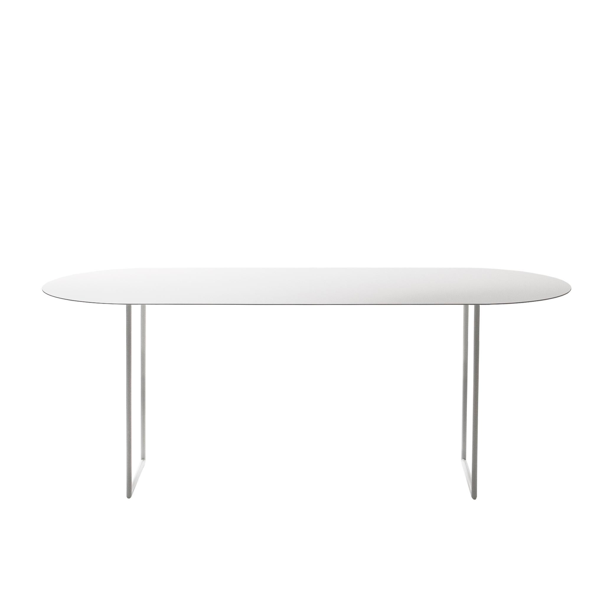 Minimalist Ultra modern minimalist dining room table studio table in white steel ultra slim For Sale