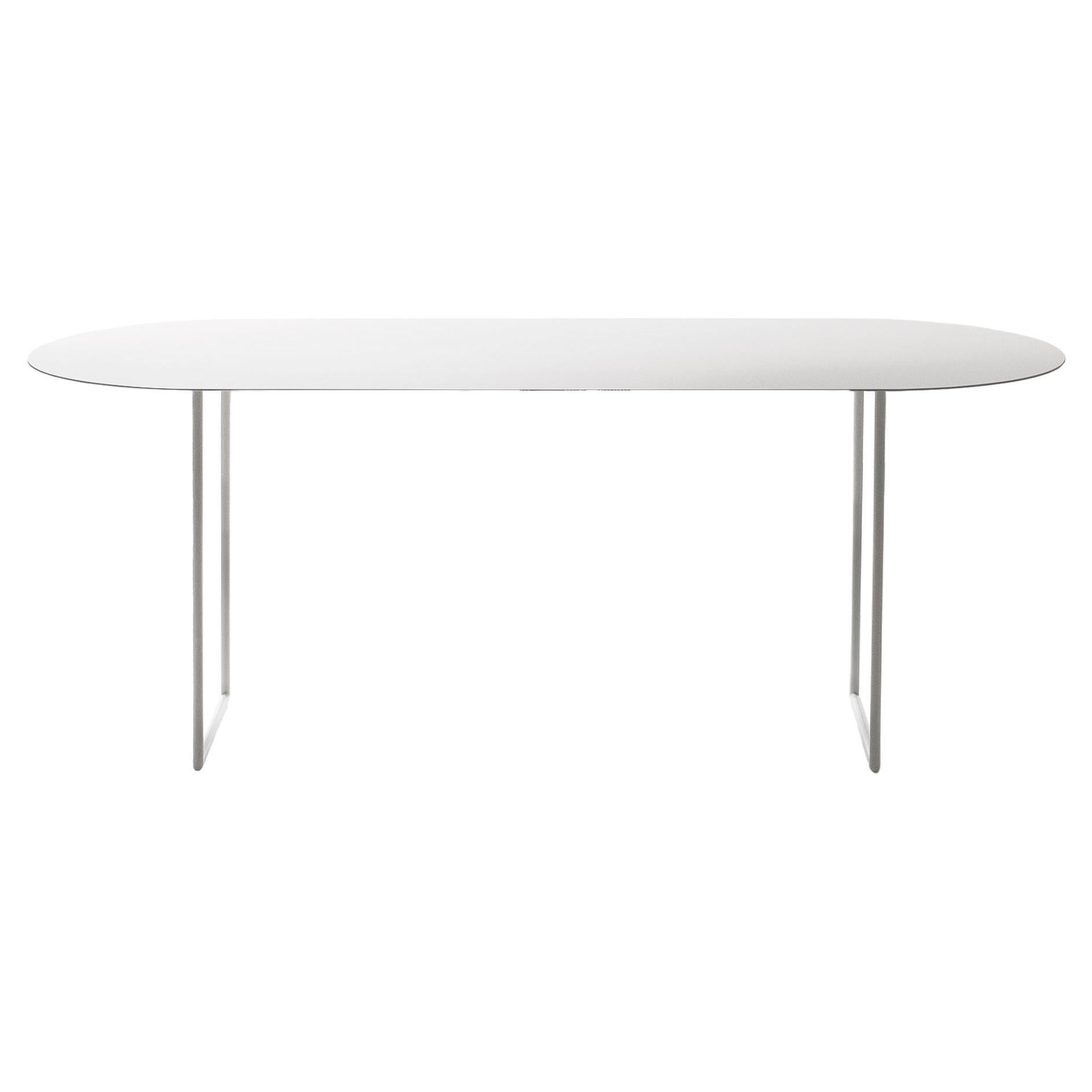 Ultra modern minimalist dining room table studio table in white steel ultra slim For Sale