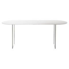 Ultra modern minimalist dining room table studio table in white steel ultra slim