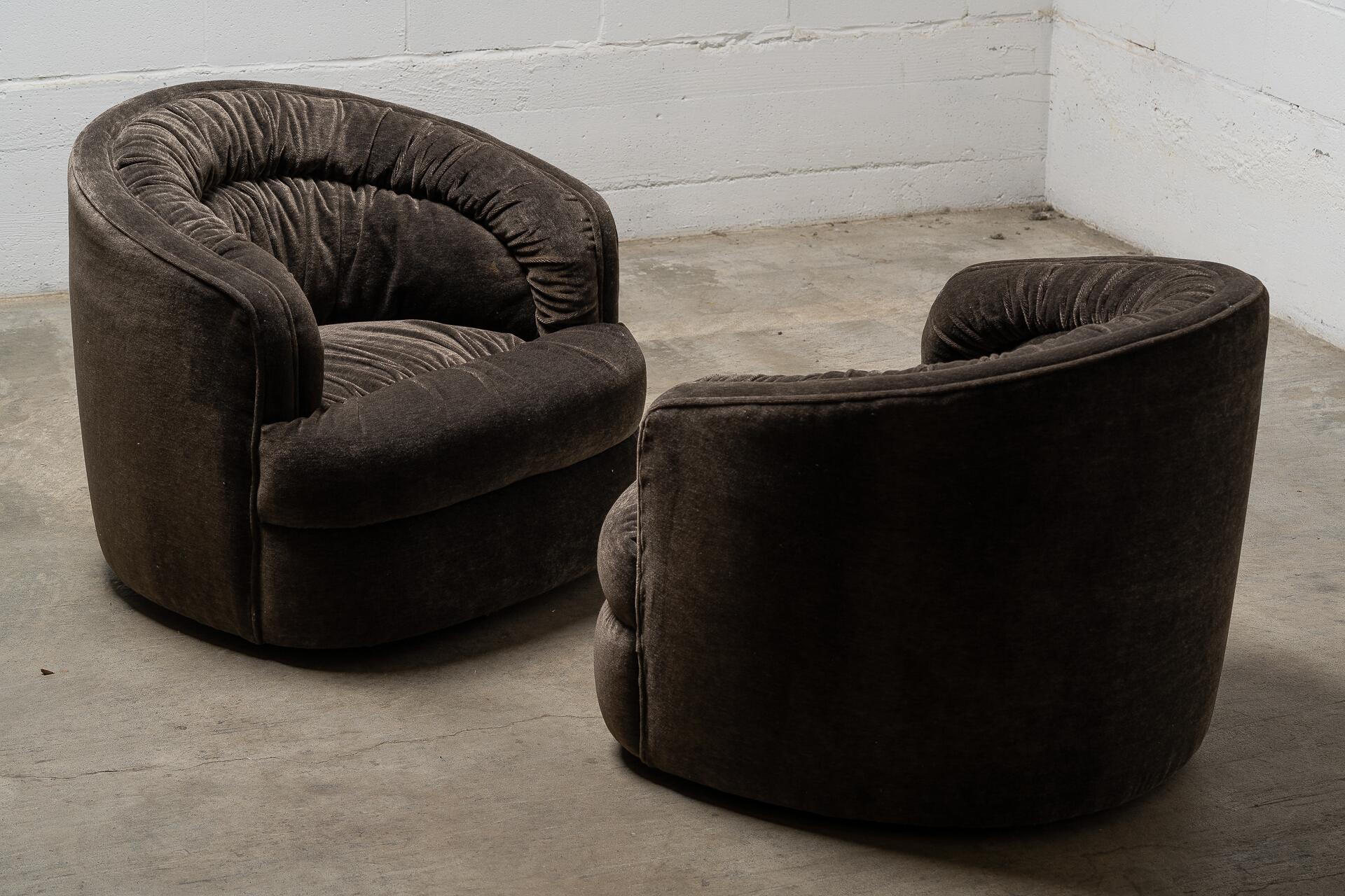Ultra-Plush 1960s Swivel Chairs by Selig In Excellent Condition For Sale In Victoria, BC