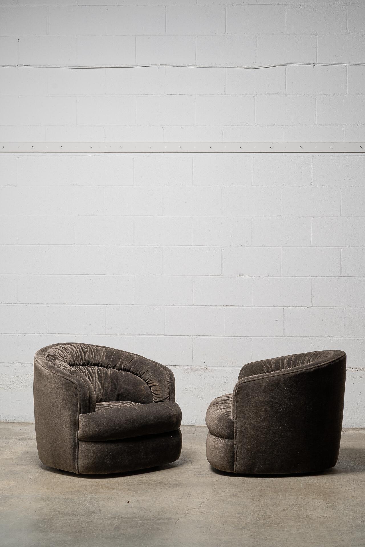 Mid-20th Century Ultra-Plush 1960s Swivel Chairs by Selig For Sale