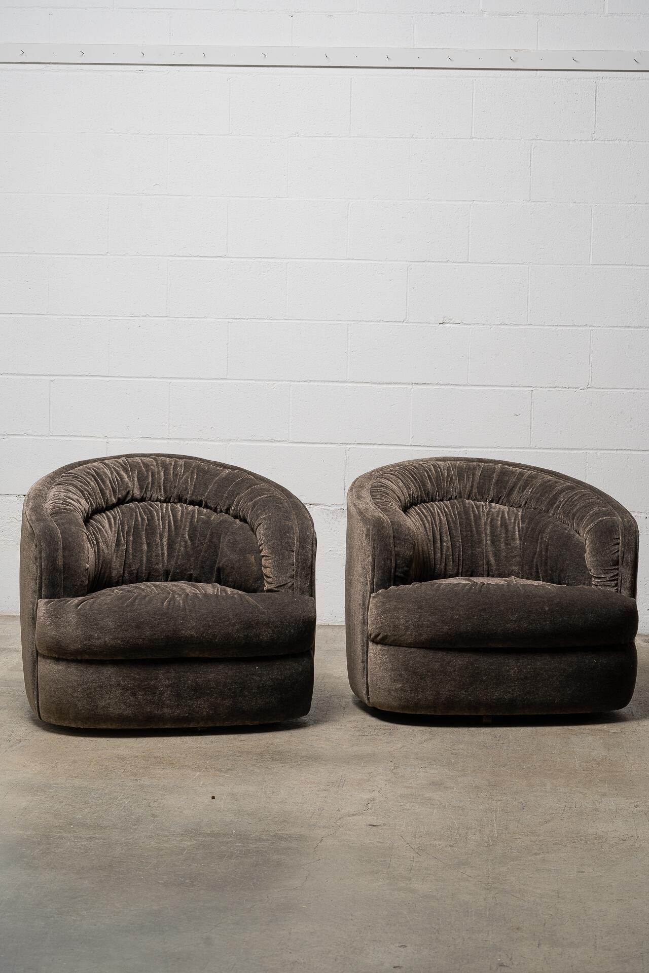 Ultra-Plush 1960s Swivel Chairs by Selig For Sale 3