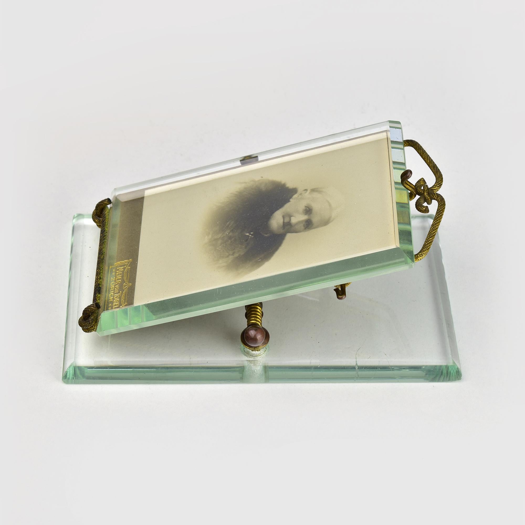 Art Nouveau Ultra-Rare 1900 Picture Frame Clip Paperweight - Antique Glass Decor For Sale