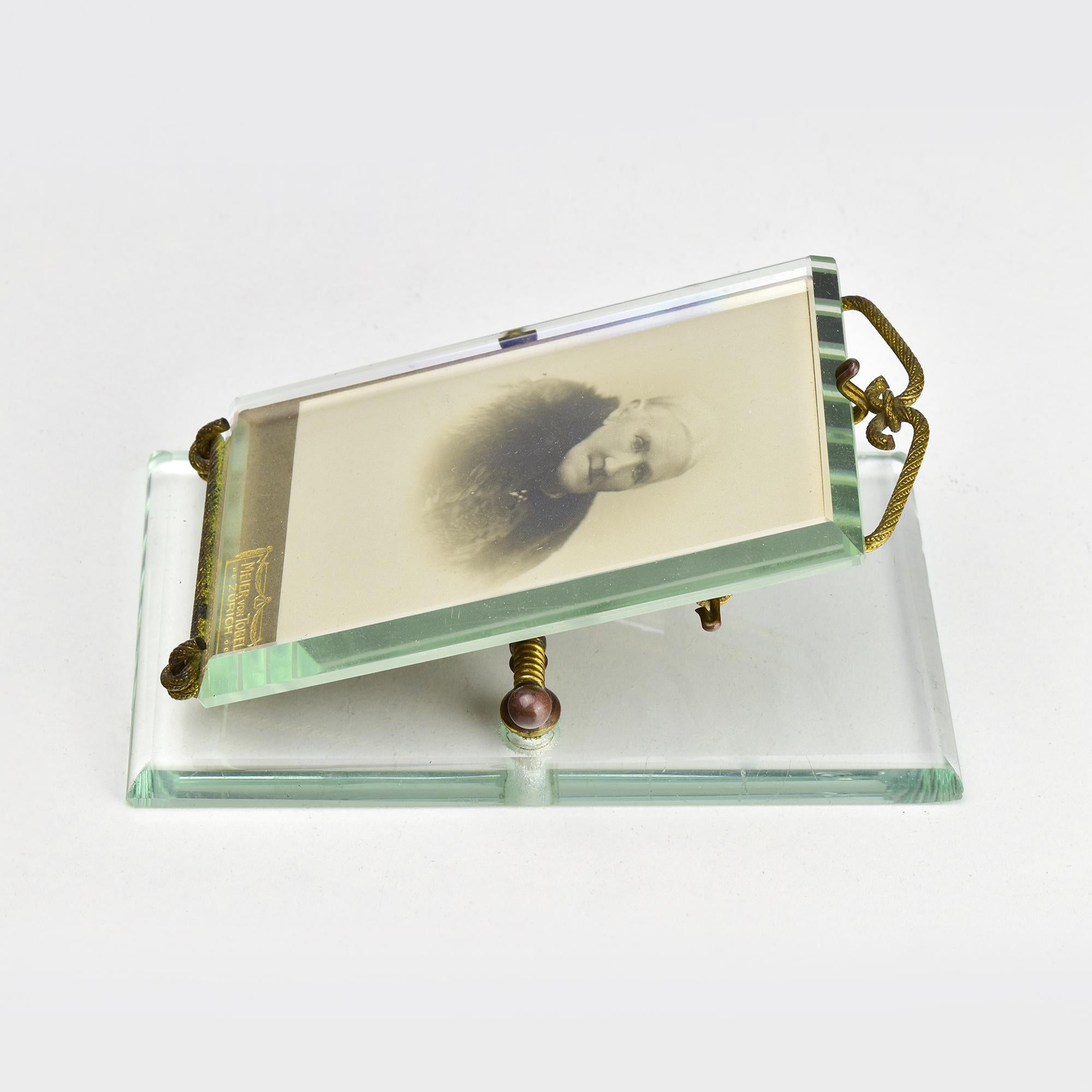 French Ultra-Rare 1900 Picture Frame Clip Paperweight - Antique Glass Decor For Sale