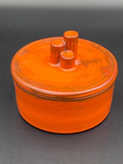 Ultra Rare 1920's German Bauhaus Red Orange Glazed Ceramic Dresser / Vanity Box