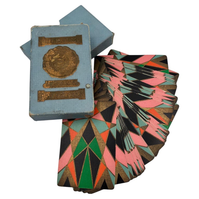rare congress playing cards Ultra Rare 1928 Art Deco Playing Cards by Congress Multi color & Gold Full  Deck