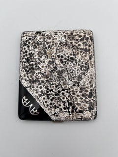 Ultra Rare 1930's Art Deco Eggshell Black Enamel and Silver Inlay Cigarette Case