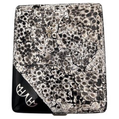 Ultra Rare 1930
s Art Deco Eggshell Black Enamel and Silver Inlay Cigarette Case