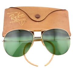 Ultra Rare 1940's Bausch & Lomb Ray Ban Classic Hinged Gold Filled Sunglasses