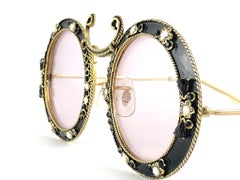 Ultra Rare 1960 Christian Dior Enamel Jewelled Black Archive Dior Sunglasses