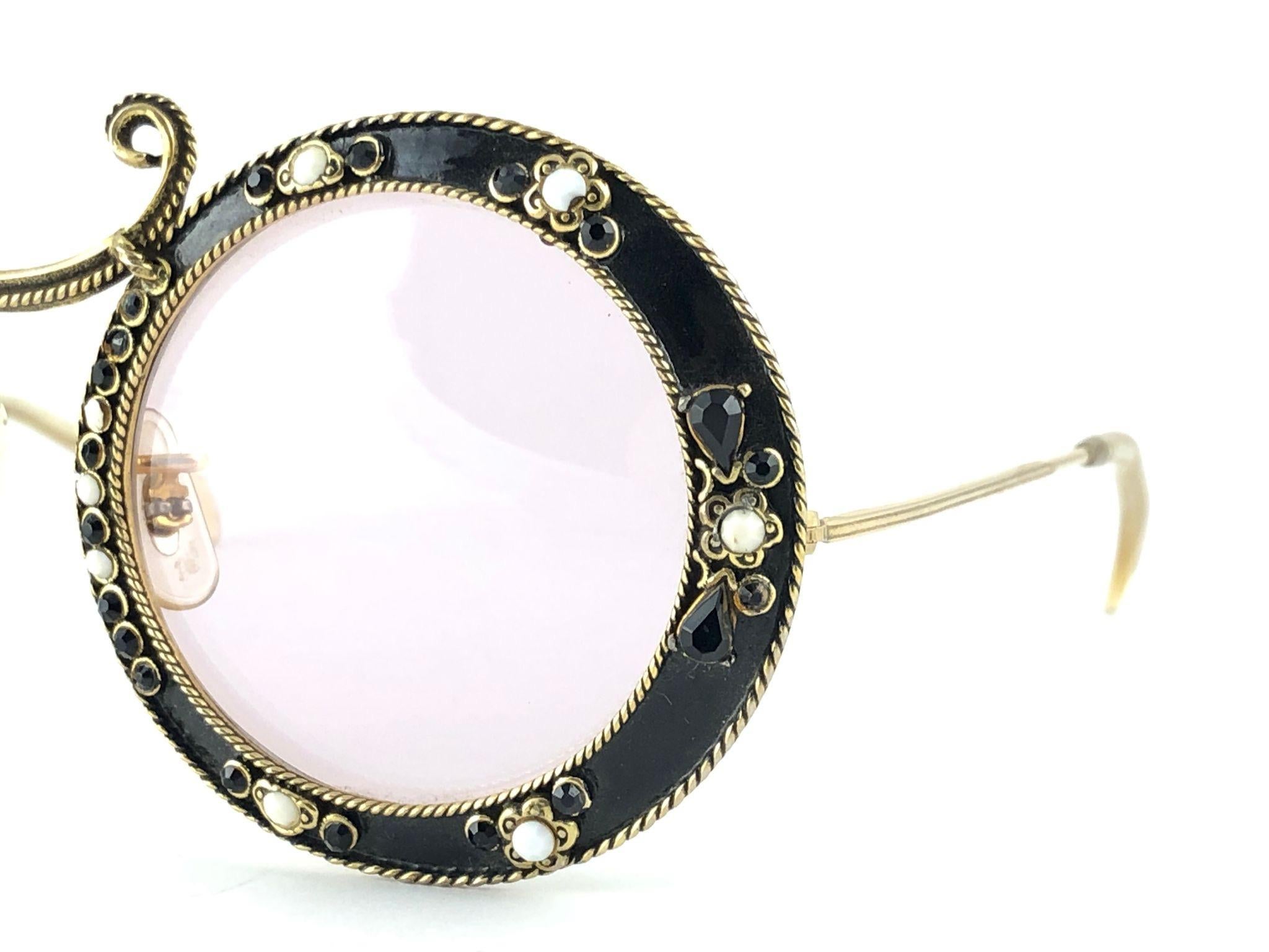 Ultra Rare 1960 Christian Dior Enamel Jewelled Black Archive Dior Sunglasses For Sale 1