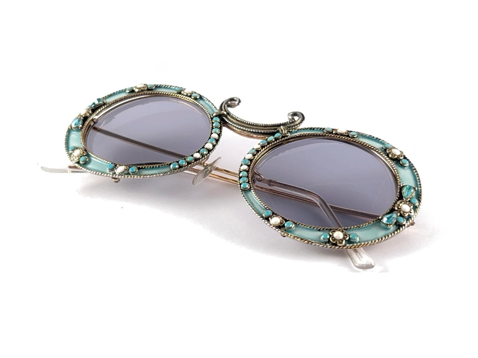 Ultra Rare 1960 Christian Dior Enamel Jewelled by Tura Collector Item Sunglasses For Sale 7