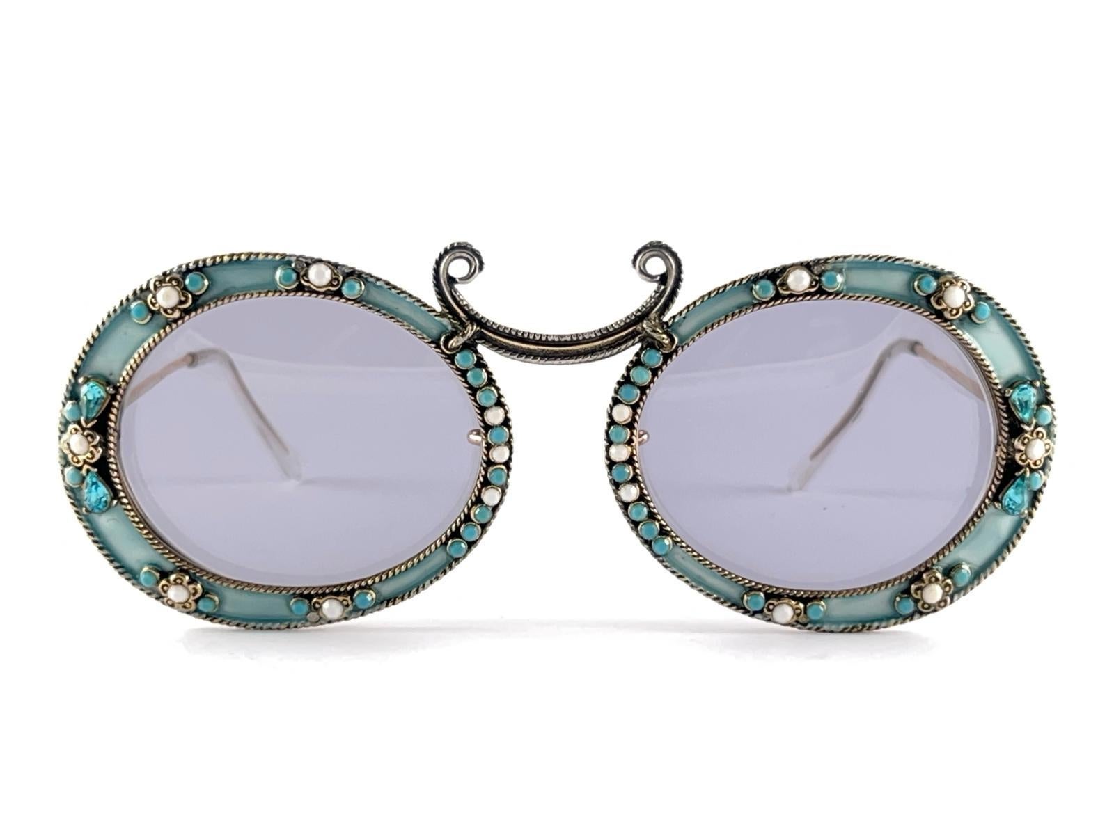 Ultra Rare 1960 Christian Dior Enamel Jewelled by Tura Collector Item Sunglasses For Sale 3