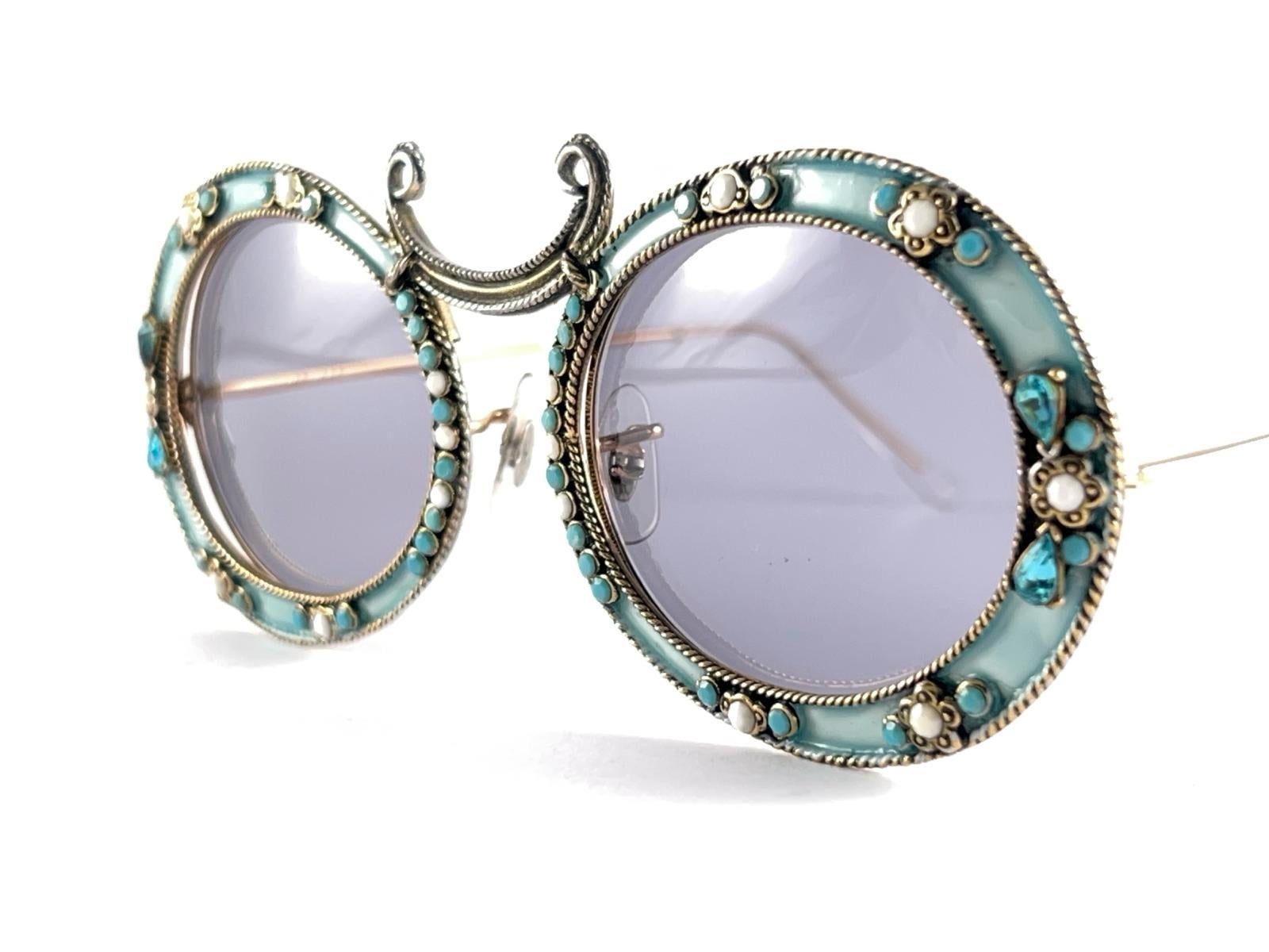 Ultra Rare 1960 Christian Dior Enamel Jewelled by Tura Collector Item Sunglasses For Sale 5