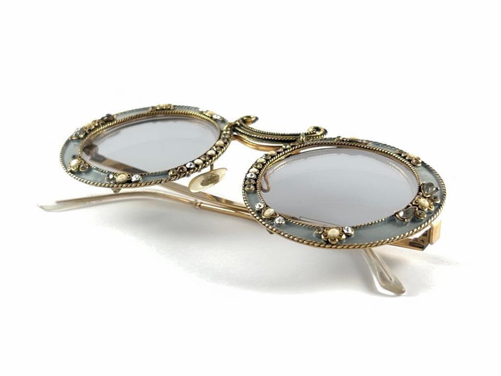 Women's Ultra Rare 1960 Christian Dior Enamel Jewelled Hydrangea Archive Dior Sunglasses For Sale
