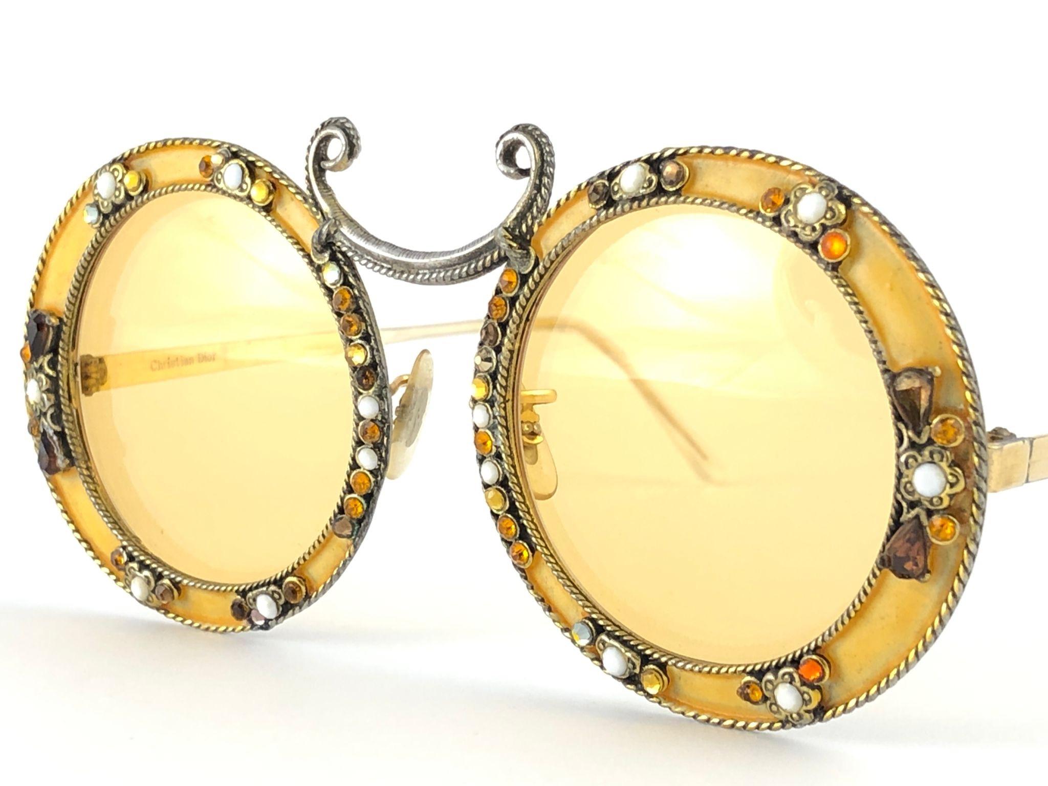 Women's Ultra Rare 1960 Christian Dior Enamel Jewelled Orange Archive Dior Sunglasses For Sale