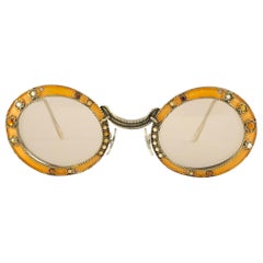 Christian Dior - Lunettes de soleil orange Archive Dior, émaillées et ornées de bijoux, ultra rare, années 1960