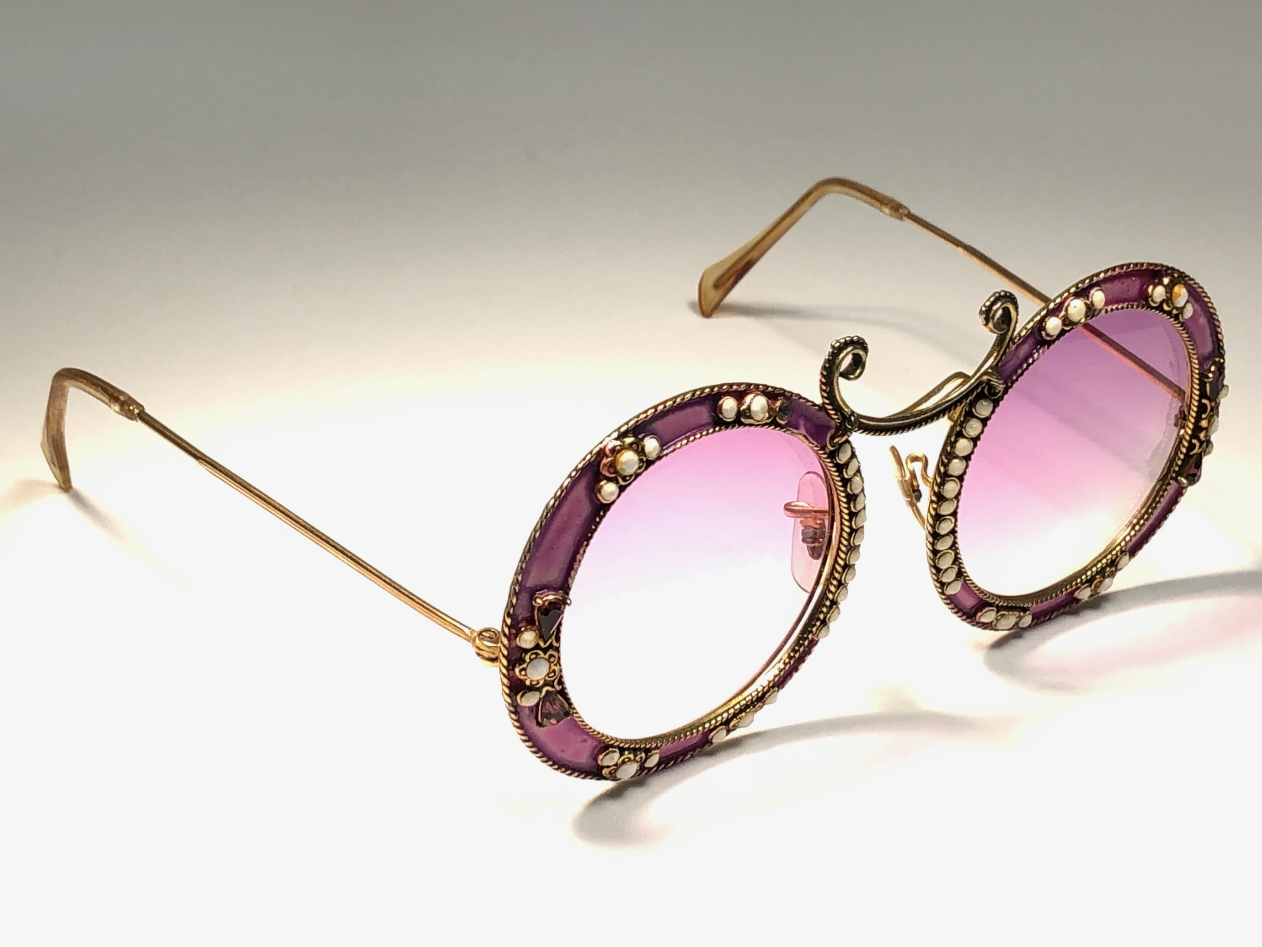 Ultra Rare 1960 Christian Dior Enamel Jewelled Rose Archive Dior Sunglasses 2
