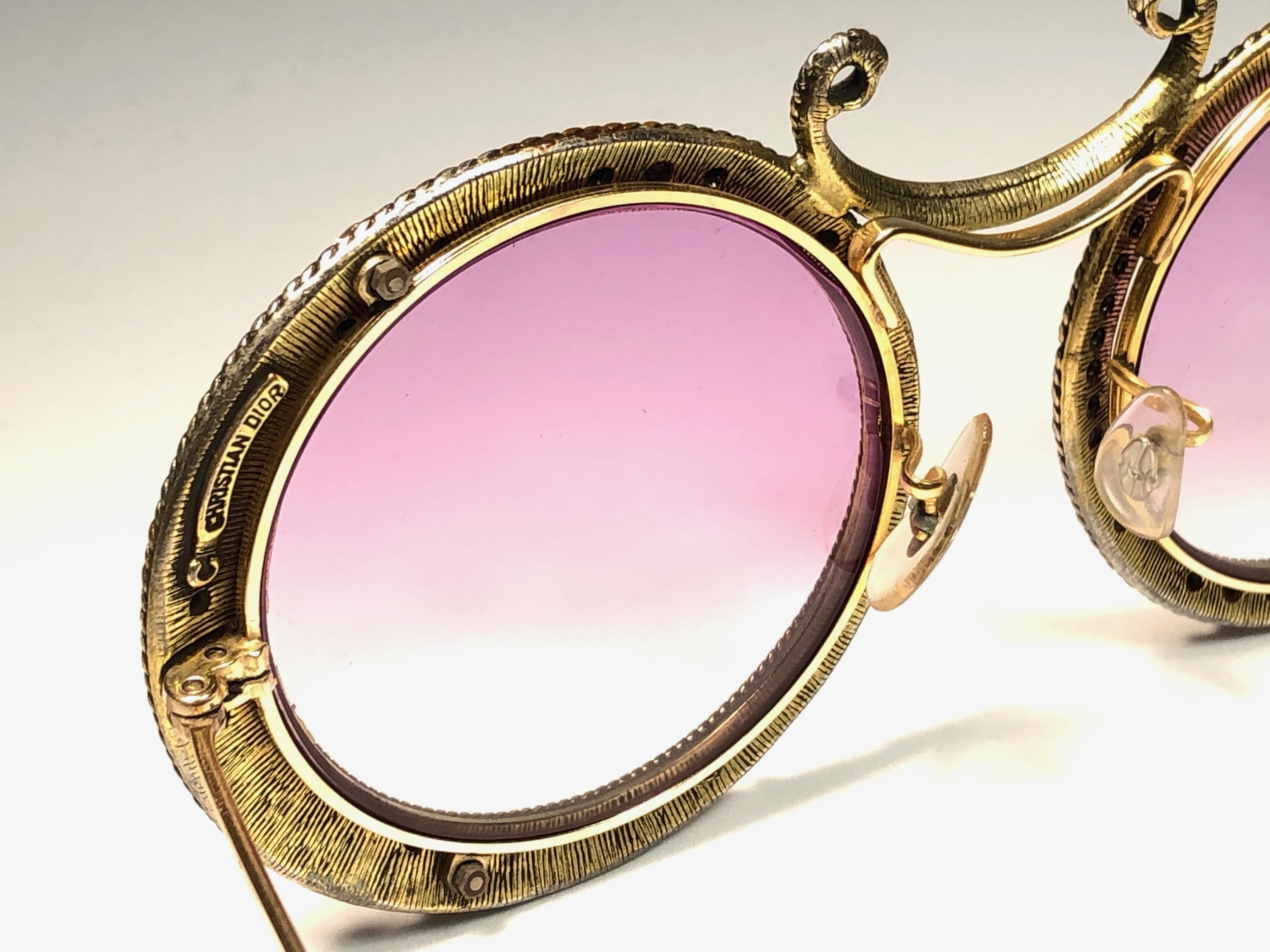 Beige Ultra Rare 1960 Christian Dior Enamel Jewelled Rose Archive Dior Sunglasses