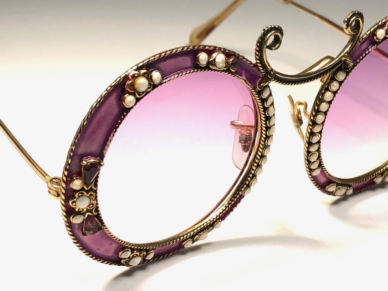 Ultra Rare 1960 Christian Dior Enamel Jewelled Rose Archive Dior Sunglasses  For Sale at 1stDibs
