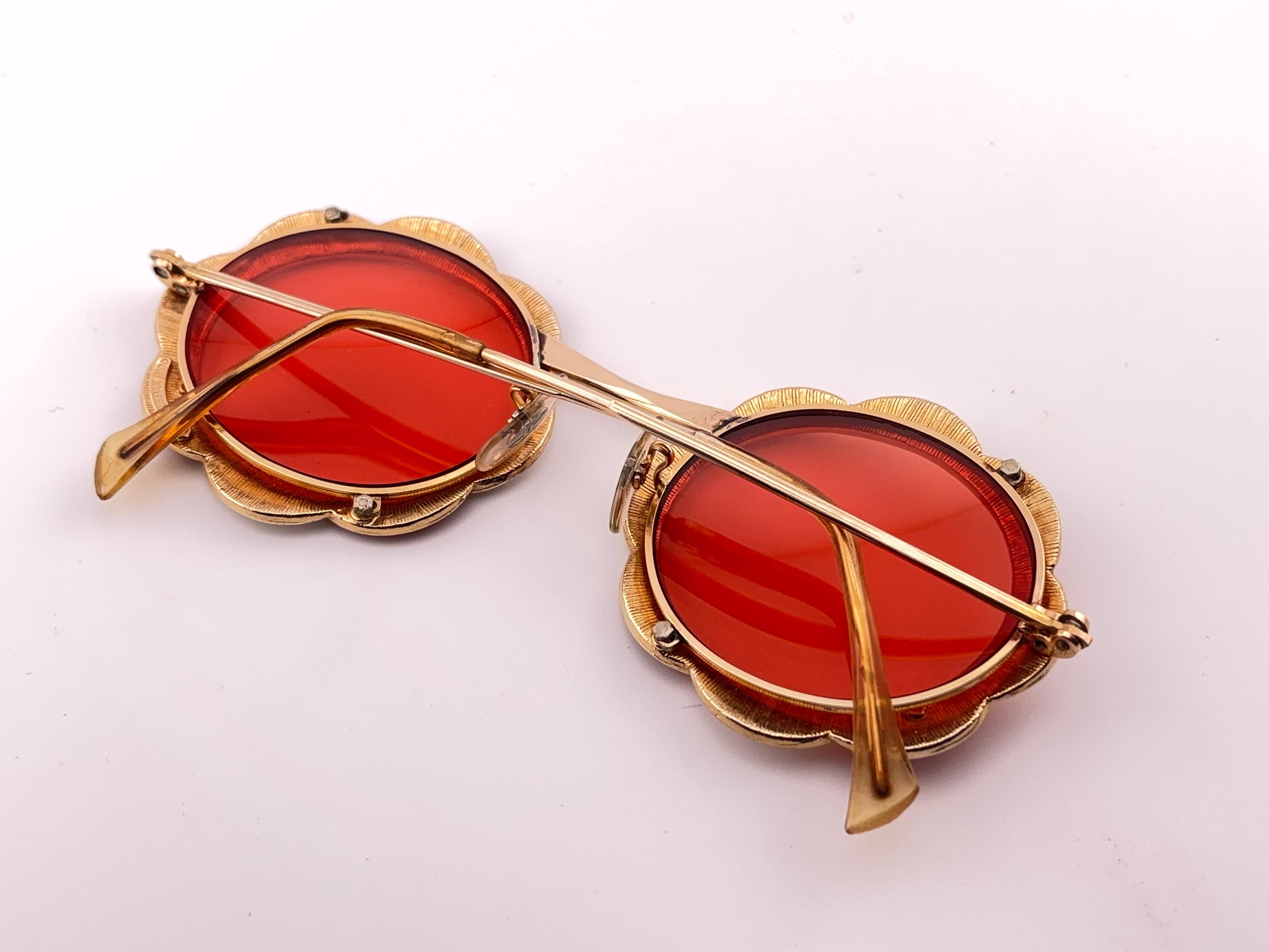 Or Lunettes de soleil de collection Christian Dior émaillées en or 12 K K ultra rares de 1960 en vente