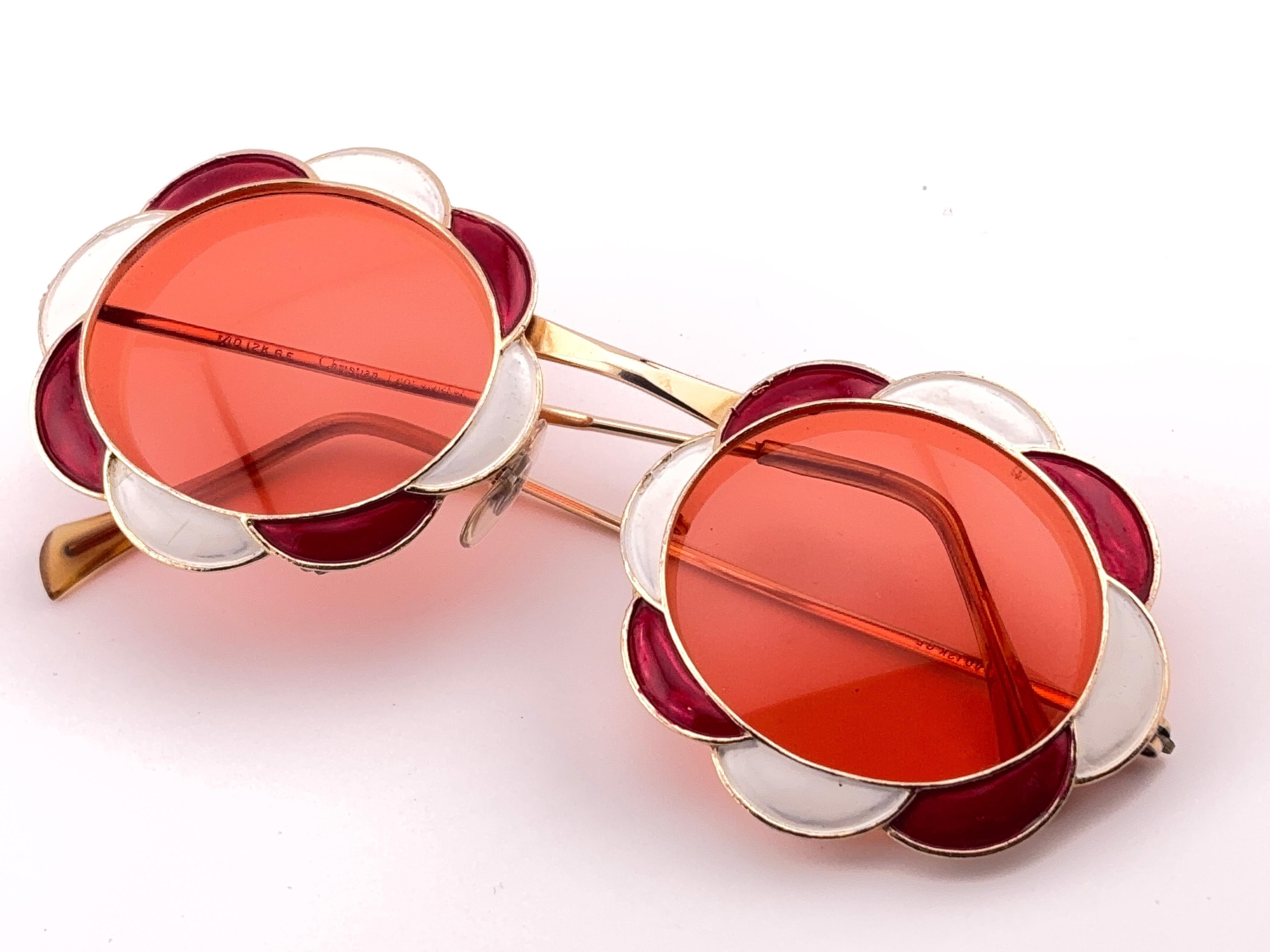 Lunettes de soleil de collection Christian Dior émaillées en or 12 K K ultra rares de 1960 Excellent état - En vente à Baleares, Baleares